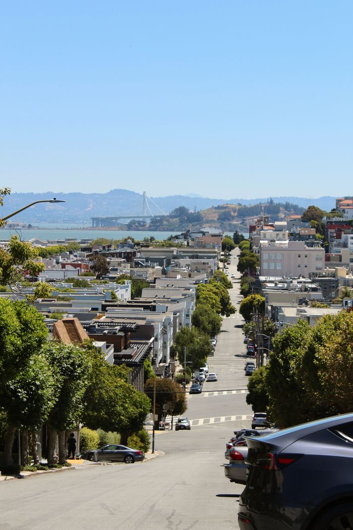 gallery-04 A stunning view of San Francisco streets with distant hills and landmarks. Ideal for travel and architecture themes.